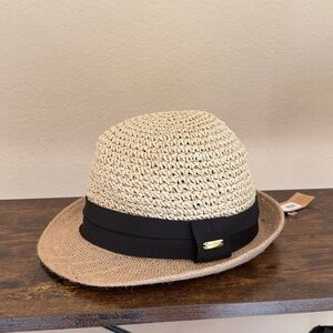 Steve Madden Tan Straw Fedora Hat